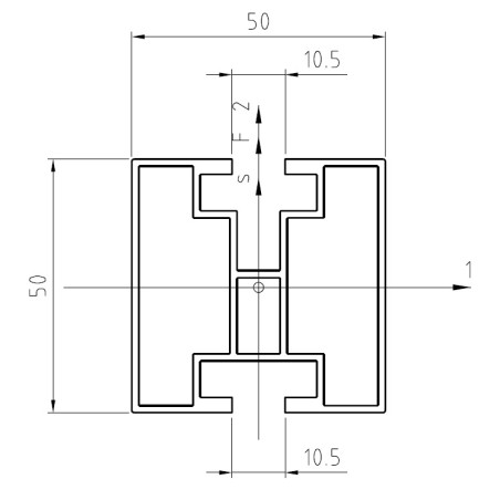 Hliníkový profil HNP2 - 50x50 mm - dĺžka 6 m
